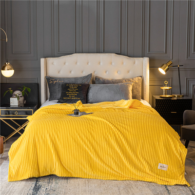 Single Magic Flannel Blanket Striped Thick Milk Velvet Blanket Factory Wholesale Blackets Pure Color