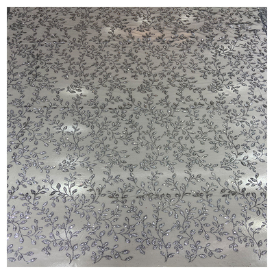 Handmade Gorgeous Crystal Swiss Sequin Mesh Honglong Tulle Performance Evening Dress White Beaded Lace Fabric
