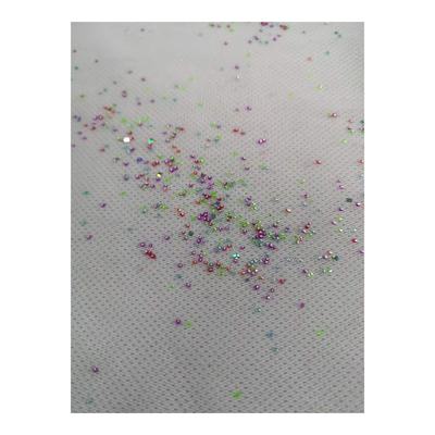 100% DOT Polyester Glitter Lace Powder Fire Retardant Customized Mesh Fabric With Beads Sequin