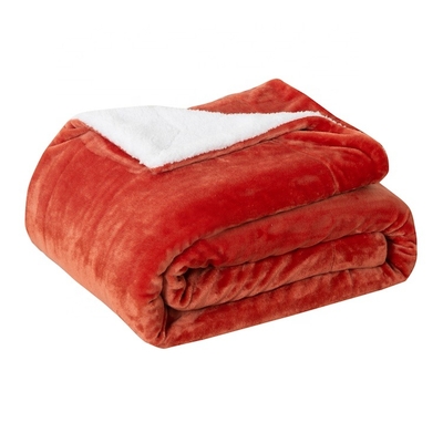 Patchwork PORTABLE Double Sided Fleece Blanket For Bedroom, Brick Red Polyester Fleece Throw Wool Blanket