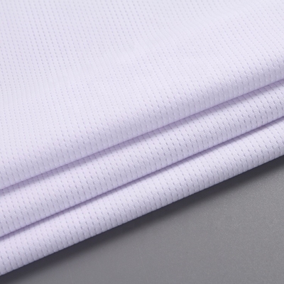 Wicking Customized Plain Dye Solid Stretch Knitted Bird Eye Weft White Mesh Fabric For Sport Wear